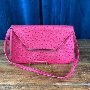 Merona Faux Leather Ostrich Envelope Clutch Bag Pink